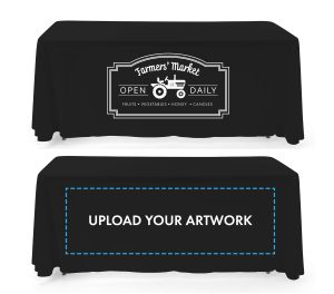 6 or 8-Foot Polyester Table Throw, Open Back, Custom White Imprint - Image 3