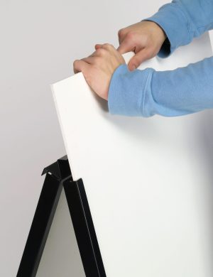 A-Frame Sidewalk Sign Stand, Double-Sided, Hinged Frame — Black - Image 3