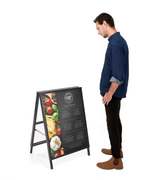 A-Frame Sidewalk Sign Stand, Double-Sided, Hinged Frame — Black - Image 6