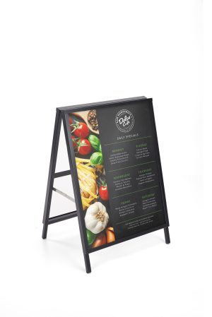 A-Frame Sidewalk Sign Stand, Double-Sided, Hinged Frame — Black - Image 1
