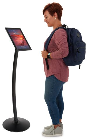 Floor Standing Sign Holder with Snap-Open Frame and Curved Post - Image 4