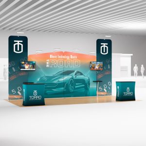 20x20 Trade Show Booth w/ Custom Printing, 2 Monitor Mounts, 2 Counters - Full Color - Image 6