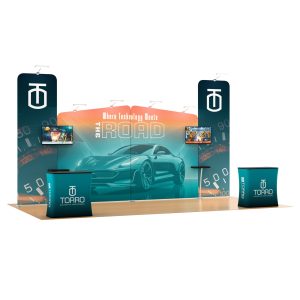 20x20 Trade Show Booth w/ Custom Printing, 2 Monitor Mounts, 2 Counters - Full Color - Image 1