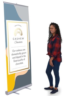 Retractable Banner Stand with 33 x 78 Custom Latex Printed Graphic - Silver - Image 3